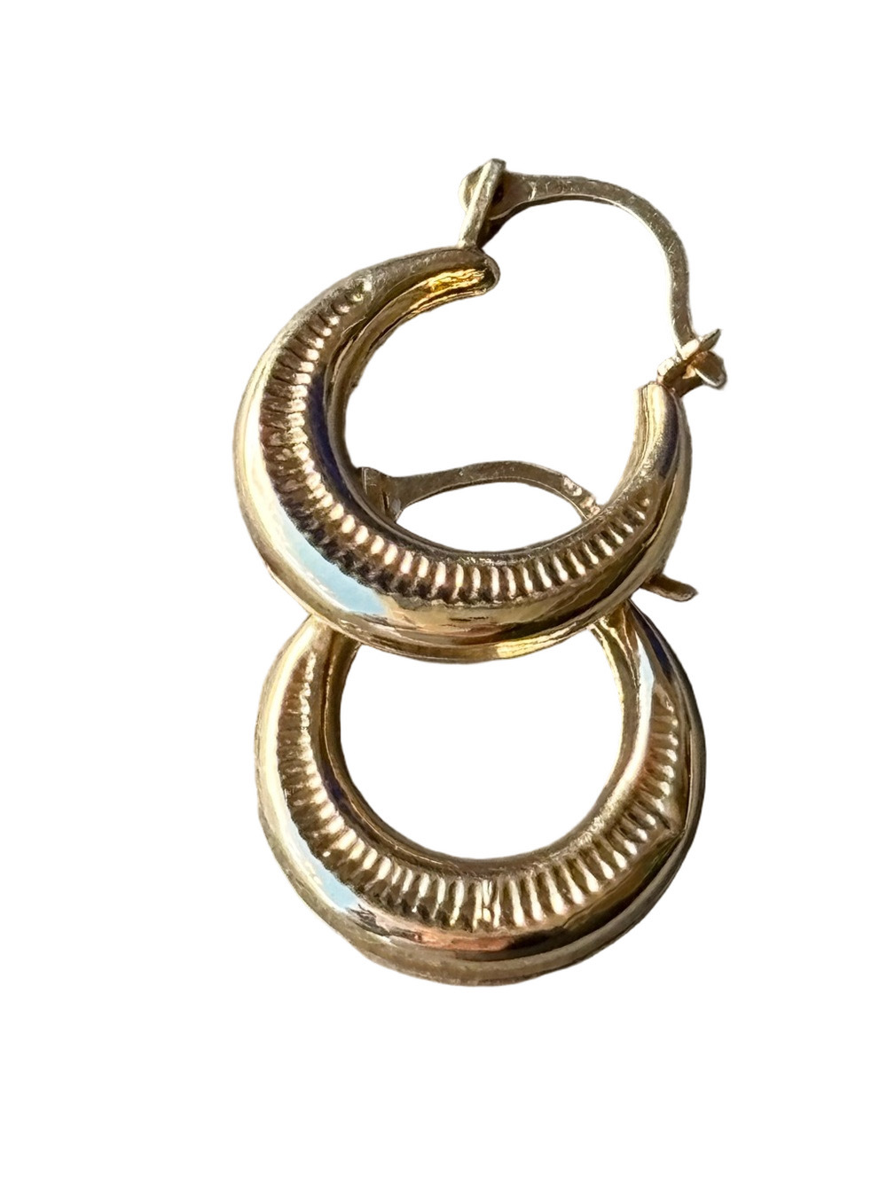 14K Gold Textured Hoop Earrings Minimalist Quiet Luxury